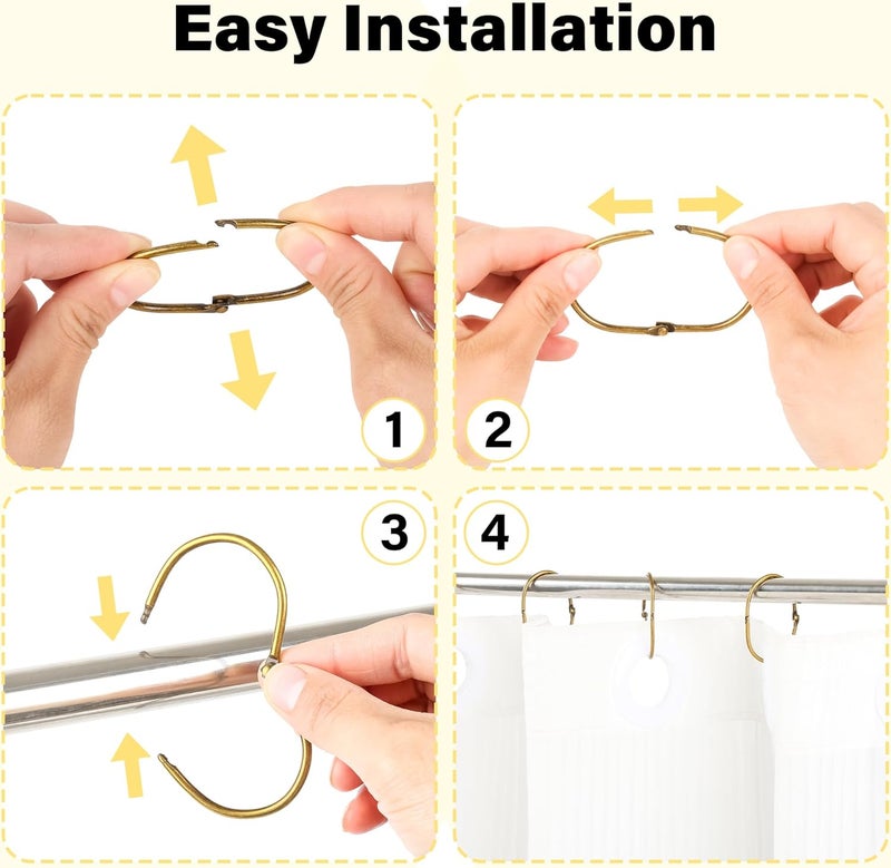 Mafegu 20Pcs Shower Curtain Hooks,Metal Oval Shower Curtain Hooks Roman Rings Rustproof Decorative Shower Curtain Rings for Bathroom, Bathtub, Window, Balcony (20, Oval-Bronze) - Image 3